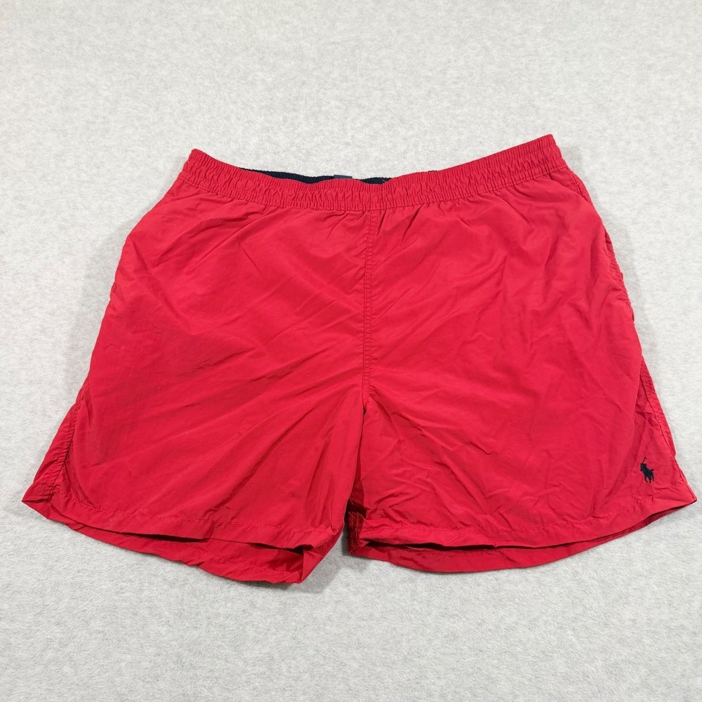 Polo Ralph Lauren Swim Trunks Men 2XB Red Mesh Lined Pony Logo